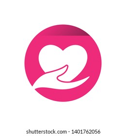 Hand With Heart Logo Charity Love Care Vector Illustration
