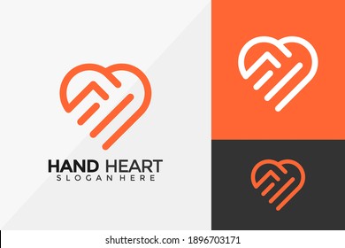 Hand Heart Logo Design, Modern Logo Designs Vector Illustration Template