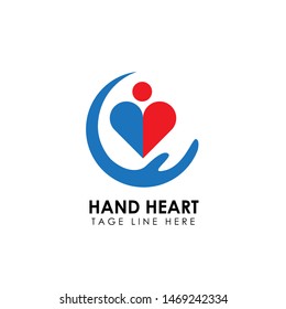 Hand Heart Logo Design Template