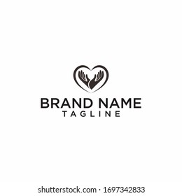 hand heart logo design vector