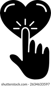 hand and heart logo vector black outline