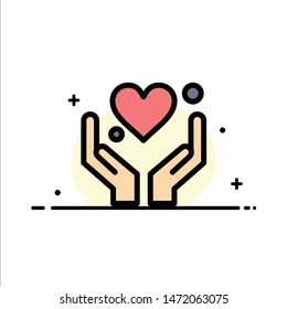 Hand, Heart, Love, Motivation  Business Flat Line Filled Icon Vector Banner Template