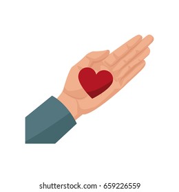 hand with heart love romantic symbol