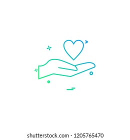 hand heart love valentine icon vector design