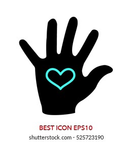 hand, heart, love, vector icon, eps10