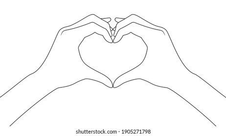 Hand heart. Making heart sign with both hands.