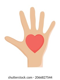 mano con corazón sobre fondo blanco