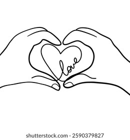 hand with heart on white background