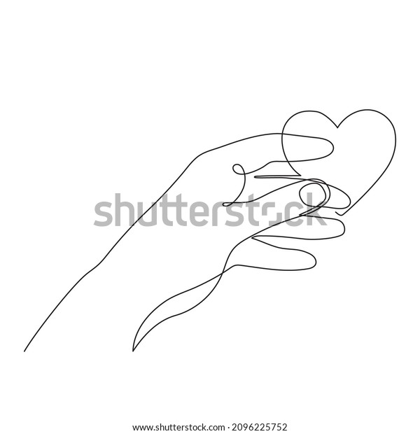 Hand Heart One Line Art Continuous Stock Vector (Royalty Free ...