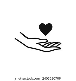 Hand with heart. Self care concept. Vector illustration.