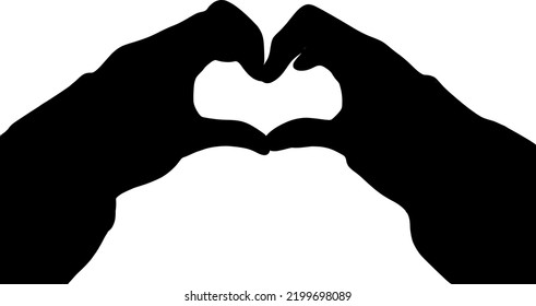 Hand Heart Sillhouette. Symbol Of Love. Hands Sign Gesture. Person In Sweatshirt.