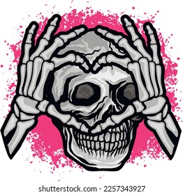 Hand heart skeleton, grunge vintage design t shirts  