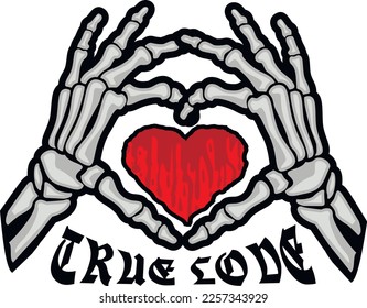 Hand heart skeleton, grunge vintage design t shirts 