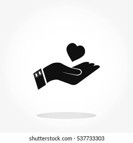 Hand and heart vector,  Vector EPS 10 illustration style