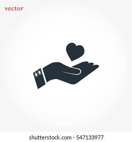 Hand and heart vector,  Vector EPS 10 illustration style