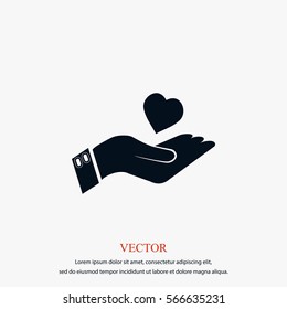 Hand and heart vector,  Vector EPS 10 illustration style