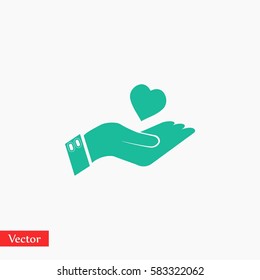 Hand and heart vector,  Vector EPS 10 illustration style
