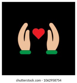 Hand with Heart Vector Icon