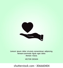 hand and heart vector icon