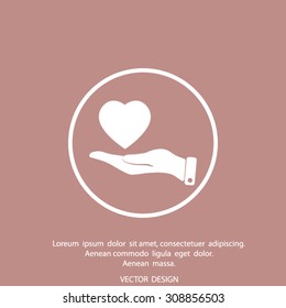 hand and heart vector icon