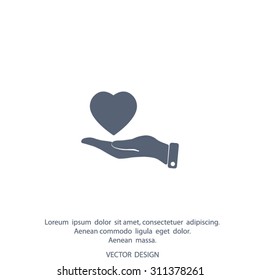 hand and heart vector icon
