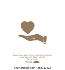 hand and heart vector icon