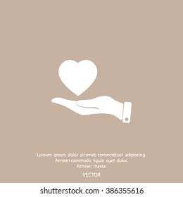 hand and heart vector icon