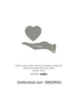 hand and heart vector icon
