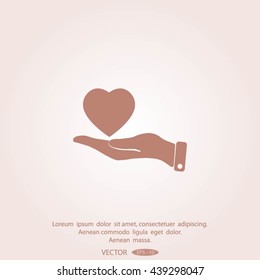 hand and heart vector icon