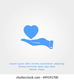 hand and heart vector icon