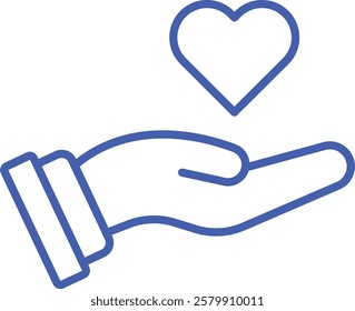 Hand With Heart vector icon. Can be used for printing, mobile and web applications.