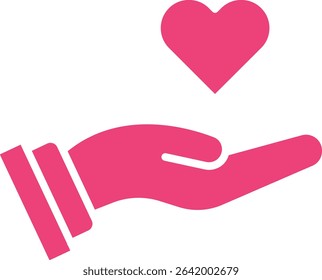 Hand With Heart vector icon. Can be used for printing, mobile and web applications.