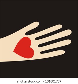 Hand and heart vector illustration