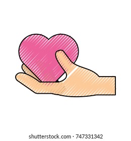 hand with heart vector illustration