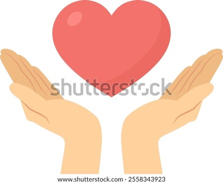Hand and heart vector illustration_safe image
