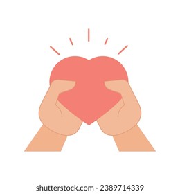 hand with heart vector isolated