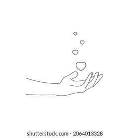 Hand with hearts. Fashion illustration. Self care. Skin care