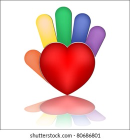 Hand hearts icon. Isolated on white