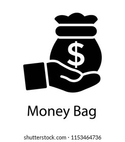 
A hand held bag sack with the dollar sign characterizing money bag 
