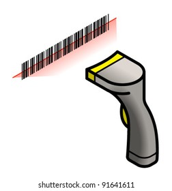 A hand held barcode scanner.