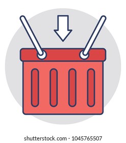A hand held basket with downward arrow concept of add product 