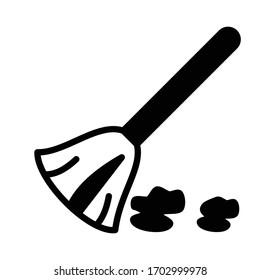 Hand Held Broom with Bristle and Dirt Vector Icon, Housekeeping Equipment on White background
