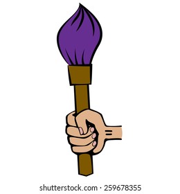 Hand held brush. Cartoon. Flat.