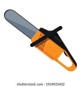 Hand held chainsaw icon. Cartoon of hand held chainsaw vector icon for web design isolated on white background