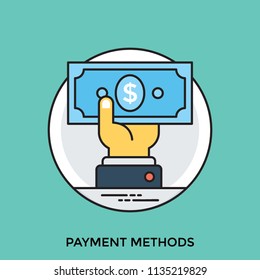 
A hand held dollar currency depiction of payment method 
