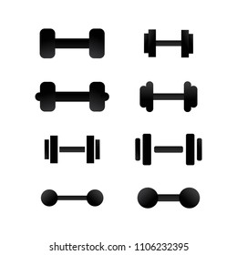 Hand Held Dumbell Barbell Weight Black Silhouette Icons Simple Minimal Icon Symbols