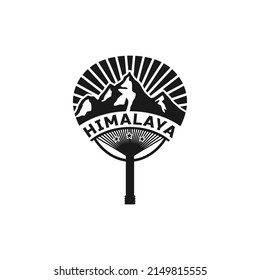 Hand Held Fan and Mountain Landscape logo design inspiration