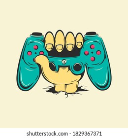 Hand held gamepad for playing video games cartoon illustration Premium Vector