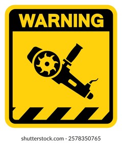 Hand Held Grinding Machine Warning Sign, Vector Illustration, Isolate On White Background Label.EPS10