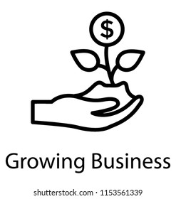 
A hand held growing plant with having dollar sign, growing business 
